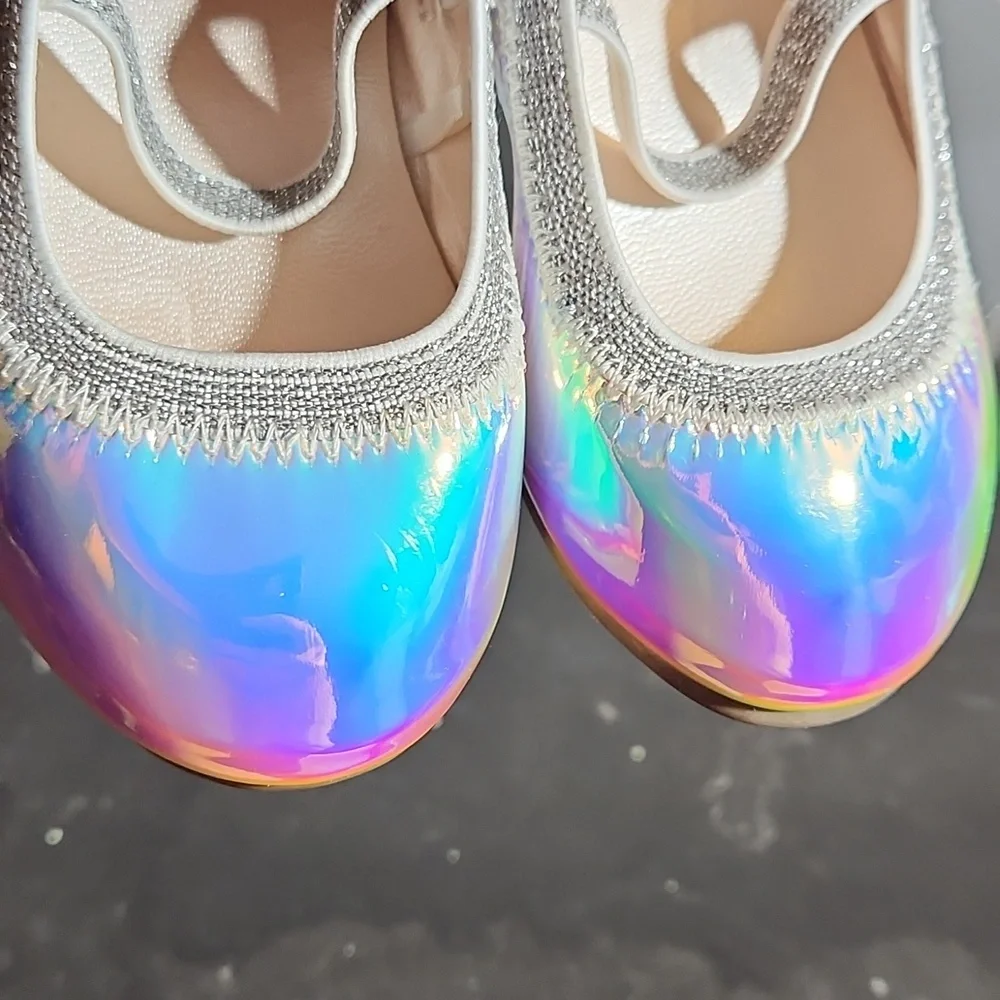 PLACE Metallic Shiny Ballerina Flats Elastic Strap 4